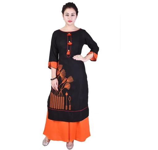 Checkout this latest Kurta Sets
Product Name: *Women Rayon A-line Embroidered Long Kurti With Palazzos*
Kurta Fabric: Rayon
Bottomwear Fabric: Rayon
Fabric: No Dupatta
Sleeve Length: Three-Quarter Sleeves
Set Type: Kurta With Bottomwear
Bottom Type: Palazzos
Pattern: Embroidered
Sizes:
S (Bust Size: 36 in, Shoulder Size: 13 in, Kurta Waist Size: 34 in, Kurta Hip Size: 36 in, Kurta Length Size: 42 in, Bottom Waist Size: 28 in, Bottom Hip Size: 30 in, Bottom Length Size: 39 in) 
M (Bust Size: 38 in, Shoulder Size: 13.5 in, Kurta Waist Size: 36 in, Kurta Hip Size: 38 in, Kurta Length Size: 42 in, Bottom Waist Size: 30 in, Bottom Hip Size: 32 in, Bottom Length Size: 39 in) 
L (Bust Size: 40 in, Shoulder Size: 14 in, Kurta Waist Size: 38 in, Kurta Hip Size: 40 in, Kurta Length Size: 42 in, Bottom Waist Size: 32 in, Bottom Hip Size: 34 in, Bottom Length Size: 39 in) 
XL (Bust Size: 42 in, Shoulder Size: 14.5 in, Kurta Waist Size: 40 in, Kurta Hip Size: 42 in, Kurta Length Size: 42 in, Bottom Waist Size: 34 in, Bottom Hip Size: 36 in, Bottom Length Size: 39 in) 
XXL (Bust Size: 44 in, Shoulder Size: 15 in, Kurta Waist Size: 42 in, Kurta Hip Size: 44 in, Kurta Length Size: 42 in, Bottom Waist Size: 36 in, Bottom Hip Size: 38 in, Bottom Length Size: 39 in) 
XXXL (Bust Size: 46 in, Shoulder Size: 15.5 in, Kurta Waist Size: 44 in, Kurta Hip Size: 46 in, Kurta Length Size: 42 in, Bottom Waist Size: 38 in, Bottom Hip Size: 40 in, Bottom Length Size: 39 in) 
4XL (Bust Size: 48 in, Shoulder Size: 16 in, Kurta Waist Size: 46 in, Kurta Hip Size: 48 in, Kurta Length Size: 42 in, Bottom Waist Size: 40 in, Bottom Hip Size: 42 in, Bottom Length Size: 39 in) 
Country of Origin: India
Easy Returns Available In Case Of Any Issue


SKU: NFKP0020BLACK
Supplier Name: NEEL FAB & FASHION

Code: 595-17344144-7461

Catalog Name: NEEL FAB AND FASHION Women Rayon A-line Embroidered Long Kurti With Palazzos
CatalogID_3491022
M03-C04-SC1003