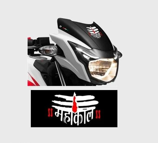AFH Lord Shiva Mahakaal Tilak Decorative Red White Sticker and Decal for  Bike and Cars (Length- 11 cm x Width - 11 cm)