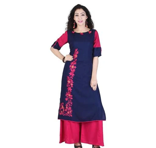 Checkout this latest Kurta Sets
Product Name: *Women Rayon Straight Embroidered Long Kurti With Palazzos*
Kurta Fabric: Rayon
Bottomwear Fabric: Rayon
Fabric: No Dupatta
Sleeve Length: Three-Quarter Sleeves
Set Type: Kurta With Bottomwear
Bottom Type: Palazzos
Pattern: Embroidered
Sizes:
S (Bust Size: 36 in, Shoulder Size: 13 in, Kurta Waist Size: 34 in, Kurta Hip Size: 36 in, Kurta Length Size: 45 in, Bottom Waist Size: 28 in, Bottom Hip Size: 30 in, Bottom Length Size: 39 in) 
M (Bust Size: 38 in, Shoulder Size: 13.5 in, Kurta Waist Size: 36 in, Kurta Hip Size: 38 in, Kurta Length Size: 45 in, Bottom Waist Size: 30 in, Bottom Hip Size: 32 in, Bottom Length Size: 39 in) 
L (Bust Size: 40 in, Shoulder Size: 14 in, Kurta Waist Size: 38 in, Kurta Hip Size: 40 in, Kurta Length Size: 45 in, Bottom Waist Size: 32 in, Bottom Hip Size: 34 in, Bottom Length Size: 39 in) 
XL (Bust Size: 42 in, Shoulder Size: 14.5 in, Kurta Waist Size: 40 in, Kurta Hip Size: 42 in, Kurta Length Size: 45 in, Bottom Waist Size: 34 in, Bottom Hip Size: 36 in, Bottom Length Size: 39 in) 
XXL (Bust Size: 44 in, Shoulder Size: 15 in, Kurta Waist Size: 42 in, Kurta Hip Size: 44 in, Kurta Length Size: 45 in, Bottom Waist Size: 36 in, Bottom Hip Size: 38 in, Bottom Length Size: 39 in) 
XXXL (Bust Size: 46 in, Shoulder Size: 15.5 in, Kurta Waist Size: 44 in, Kurta Hip Size: 46 in, Kurta Length Size: 45 in, Bottom Waist Size: 38 in, Bottom Hip Size: 40 in, Bottom Length Size: 39 in) 
Country of Origin: India
Easy Returns Available In Case Of Any Issue


SKU: 53BLUE
Supplier Name: NEEL FAB & FASHION

Code: 605-17495247-4761

Catalog Name: NEEL FAB AND FASHION Women Rayon Straight Embroidered Long Kurti With Palazzos
CatalogID_3526972
M03-C04-SC1003