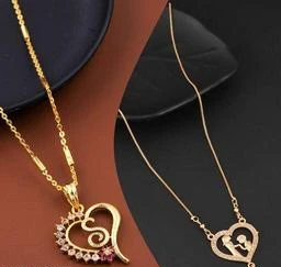 V LETTER NAME Heart Shape With name gold plated chain for girls and women &  Stylish Bracelet For Girls & Women (KC_01) (COMBO PACK OF 2 PIC)