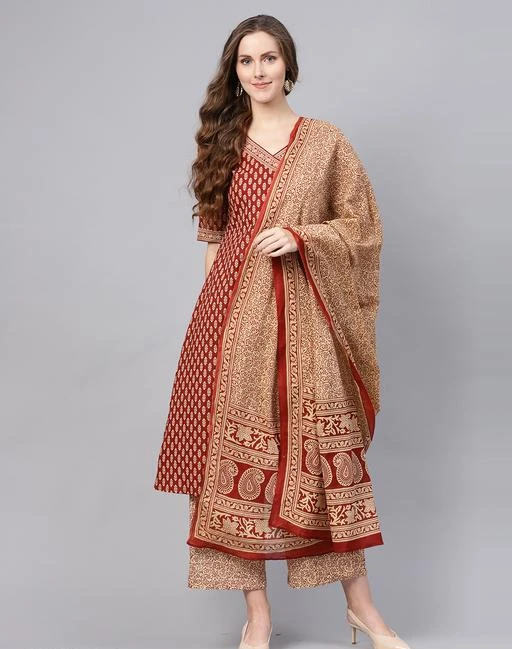 Checkout this latest Kurta Sets
Product Name: *Indo Era Maroon Floral Printed Anghrakha Style A-Line Kurta with Palazzo Set with Dupatta*
Kurta Fabric: Cotton
Bottomwear Fabric: Cotton
Fabric: Cotton
Sleeve Length: Short Sleeves
Set Type: Kurta With Dupatta And Bottomwear
Bottom Type: Palazzos
Pattern: Printed
Net Quantity (N): Single
Sizes:
XS (Bust Size: 32 in, Bottom Waist Size: 31 in, Bottom Hip Size: 38 in, Bottom Length Size: 36 in) 
S (Bust Size: 34 in, Bottom Waist Size: 33 in, Bottom Hip Size: 40 in, Bottom Length Size: 36 in) 
M (Bust Size: 36 in, Bottom Waist Size: 35 in, Bottom Hip Size: 42 in, Bottom Length Size: 36 in) 
L (Bust Size: 38 in, Bottom Waist Size: 37 in, Bottom Hip Size: 44 in, Bottom Length Size: 36 in) 
XL (Bust Size: 40 in, Bottom Waist Size: 39 in, Bottom Hip Size: 46 in, Bottom Length Size: 36 in) 
XXL (Bust Size: 42 in, Bottom Waist Size: 41 in, Bottom Hip Size: 48 in, Bottom Length Size: 36 in) 
Country of Origin: India
Easy Returns Available In Case Of Any Issue


SKU: FFFFFFFFF1276
Supplier Name: Indo Era

Code: 2531-17712223-5262

Catalog Name: Indo Era Women Cotton Blend A-line Solid Long Kurti With Palazzos
CatalogID_3580034
M03-C52-SC1853