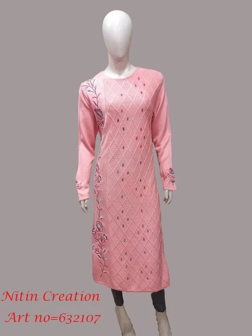 Dark pink color aari work embroidered kurti with new designer floral