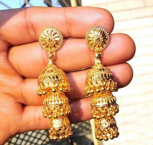 Best precious gold plated earring earrings in special price Sui Dhaga Drop  Earrings made from Brass