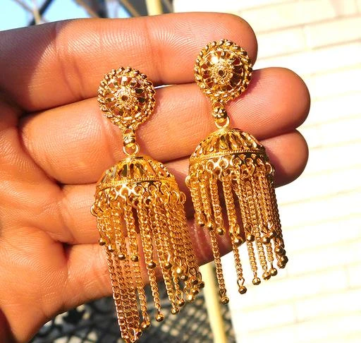 Stylish Fancy Party Wear Gold JhumkiJhumka earrings for Girls and Women  Design3