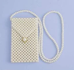 DECORWOLD Luxury White Pearl Purses Shoulder Bag for Women Pearl Bag  Crossbody Beaded Clutch Evening Bag Clutches