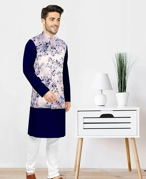 Kurta pajama with online printed koti