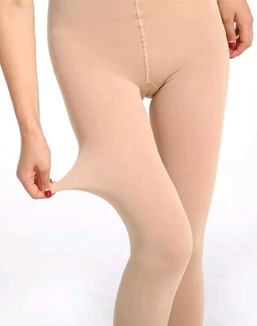 fcity.in Hriday Women Tights Wet Look Opaque Solid Beige Color Footed