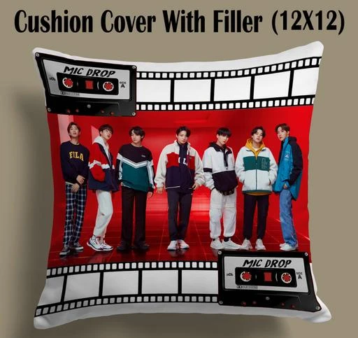 CHHAAP BTS Cushion Bts Pillow (12X12 Inch) Printed Cushion Cover With  Filler Gift for Boys Girls