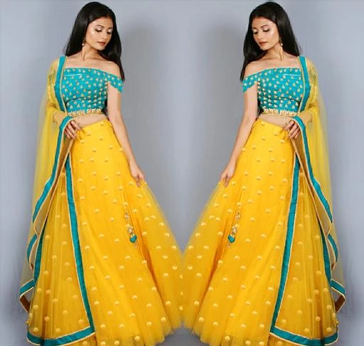 Checkout this latest Lehenga
Product Name: *Women's new stylish and bollywood latest net lehengha choli for women with embroidery work with blouse piece *
Topwear Fabric: Satin
Bottomwear Fabric: Net
Dupatta Fabric: Net
Set type: Choli And Dupatta
Top Print or Pattern Type: Embroidered
Bottom Print or Pattern Type: Embroidered
Dupatta Print or Pattern Type: Lace
Sizes: 
Semi Stitched, Un Stitched, Free Size (Lehenga Waist Size: 42 in, Lehenga Length Size: 44 in, Duppatta Length Size: 2 in) 
Country of Origin: India
Easy Returns Available In Case Of Any Issue


SKU: Asha Firozi Blouse- Yellow Lehengha787474
Supplier Name: kapdeWala_20

Code: 624-18373576-1341

Catalog Name: Myra Attractive Women Lehenga
CatalogID_3737714
M03-C60-SC1005