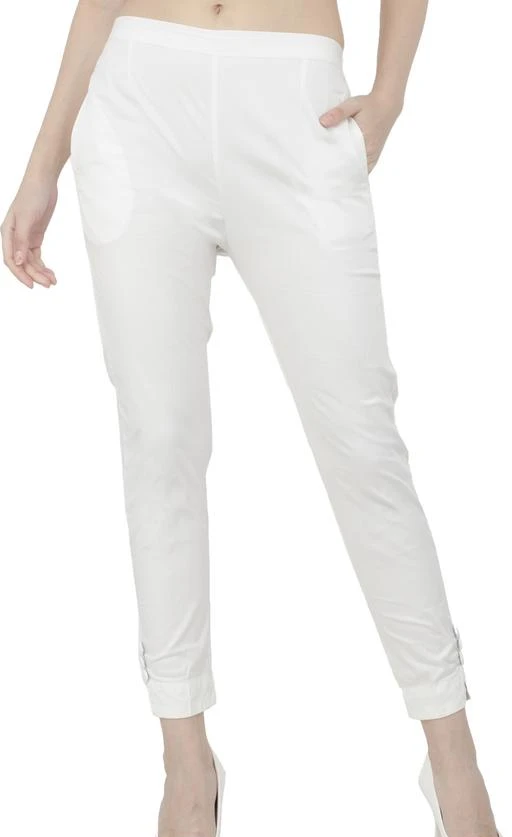  City Fashion Women Slim Fit White Lumlum Cigarette Trouser Pants  /