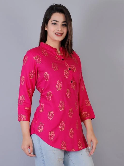Checkout this latest Tops & Tunics
Product Name: *Malia Rayon Gold Printed Top Exact Size With Also 2inch Margin*
Fabric: Rayon
Sleeve Length: Three-Quarter Sleeves
Pattern: Printed
Multipack: 1
Sizes:
S (Bust Size: 36 in, Length Size: 32 in) 
M (Bust Size: 38 in, Length Size: 32 in) 
L (Bust Size: 40 in, Length Size: 32 in) 
XL (Bust Size: 42 in, Length Size: 32 in) 
XXL (Bust Size: 44 in, Length Size: 32 in) 
Country of Origin: India
Easy Returns Available In Case Of Any Issue


Catalog Rating: ★4 (103)

Catalog Name: Comfy Fashionista Women Tops & Tunics
CatalogID_3805812
C79-SC1020
Code: 292-18645336-828