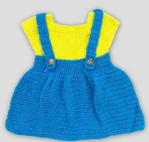 Knitting Huts Peach Crocheted Baby Girl Frock  Knitting Huts  3734847