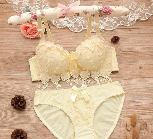  Pastel Love Lingerie Set For Women Bra Panty Set Combo Bridal