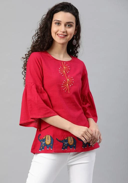 Checkout this latest Tops & Tunics
Product Name: *Stylish Gallery Women's Cotton Slub Embroidered Top (Green)*
Fabric: Cotton
Sleeve Length: Three-Quarter Sleeves
Pattern: Printed
Multipack: 1
Sizes:
XS, S, M, L, XL, XXL, XXXL (Bust Size: 45 in, Length Size: 27 in) 
4XL (Bust Size: 47 in, Length Size: 27 in) 
5XL (Bust Size: 49 in, Length Size: 27 in) 
Country of Origin: India
Easy Returns Available In Case Of Any Issue


Catalog Rating: ★4.2 (82)

Catalog Name: Trendy Graceful Women Tops & Tunics
CatalogID_3818384
C79-SC1020
Code: 874-18697908-5931