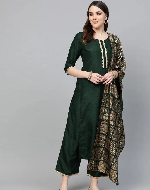 Checkout this latest Kurta Sets
Product Name: *Indira Fashion Green Color Foil Print Kurti  Plazzo with Dupatta (SONARI)*
Kurta Fabric: Rayon
Bottomwear Fabric: Rayon
Fabric: Rayon
Sleeve Length: Three-Quarter Sleeves
Set Type: Kurta With Dupatta And Bottomwear
Bottom Type: Palazzos
Pattern: Solid
Net Quantity (N): Single
Sizes:
S, M, L (Bust Size: 40 in, Shoulder Size: 15 in, Kurta Waist Size: 40 in, Kurta Hip Size: 41 in, Kurta Length Size: 42 in, Bottom Waist Size: 32 in, Bottom Hip Size: 41 in, Bottom Length Size: 42 in, Duppatta Length Size: 2.05 in) 
XL, XXL
Country of Origin: India
Easy Returns Available In Case Of Any Issue


SKU: SONARI_2
Supplier Name: Indira fashion

Code: 606-18783034-5391

Catalog Name: Charvi Sensational Women Kurta Sets
CatalogID_3839893
M03-C52-SC1853