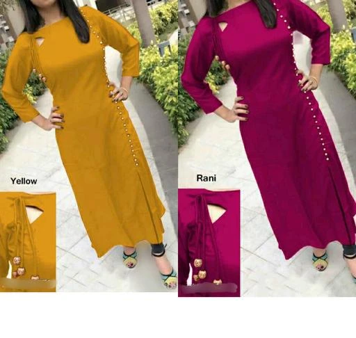 Checkout this latest Kurtis
Product Name: *Women Rayon High- Slit Solid Yellow Kurti*
Fabric: Rayon
Sleeve Length: Three-Quarter Sleeves
Pattern: Solid
Combo of: Combo of 2
Sizes:
S, M, L, XL, XXL, XXXL
Country of Origin: India
Easy Returns Available In Case Of Any Issue


SKU: Yellow And Rani
Supplier Name: Yagnik fashion

Code: 964-18857096-1851

Catalog Name: Women Rayon High- Slit Solid Yellow Kurti
CatalogID_3858856
M03-C03-SC1001