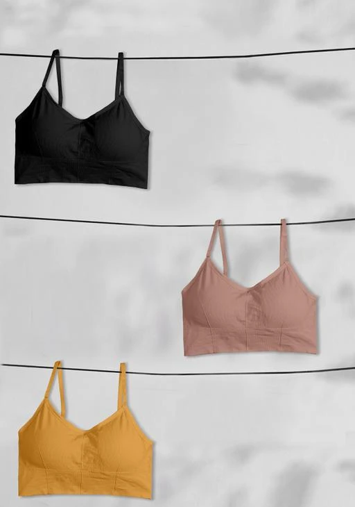  Women Girl Cotton Crop Top Lightly Padded Bralette With Removable