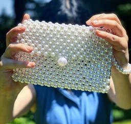 DECORWOLD Luxury White Pearl Purses Shoulder Bag for Women Pearl Bag  Crossbody Beaded Clutch Evening Bag Clutches