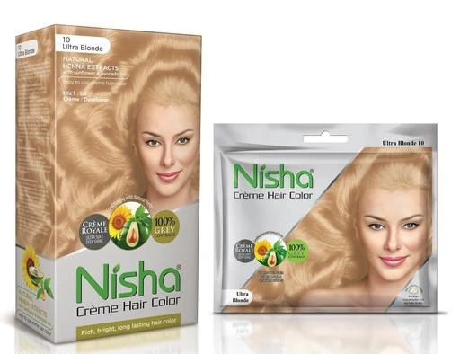 Nisha cream permanent hair color superior quality permanent Fashion  Highlights and rich bright longlasting colour Honey Blonde pack of 1   Honey Blonde  Price in India Buy Nisha cream permanent hair