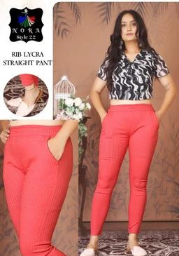  Women Stylish Cotton Blend Pencil Trousers Combo Of 2