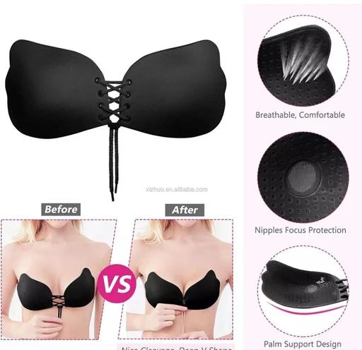 WOMEN'S NYLON AND SPANDEX NON-PADDED WIRED FREE STICK ON BRA WOMEN'S  SILICON WIRED STICK ON