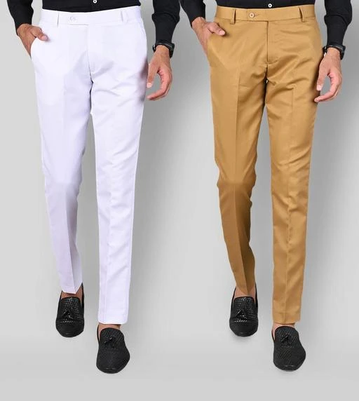 Mancrew Slim Fit Formal Trousers For Men Light Grey Light Blue Combo  pack Of 2