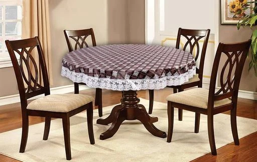 Pvc Printed 6 Seater Round Dining Table, 72 Inch Round Dining Table With 8 Chairs