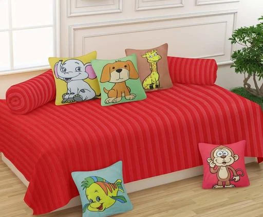 Buy Diwan Sets Trendy Threads Microfiber Diwan Set 8 Pieces For Kids Rooms 1 Single Bedsheet 5 Cushions Covers And 2 Bolster Covers Red Emboss For Rs899 Cod And Easy Return Available