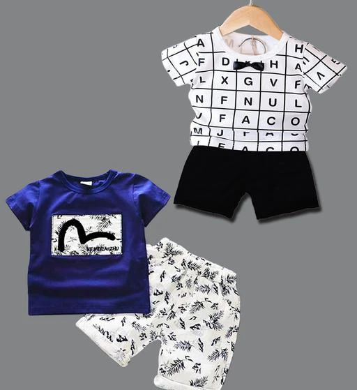 Checkout this latest Clothing Set
Product Name: *Stylish Multicolor Party Clothing Sets (pack of 2)*
Top Fabric: Cotton
Bottom Fabric: Cotton
Sleeve Length: Short Sleeves
Top Pattern: Printed
Bottom Pattern: Solid
Net Quantity (N): Pack Of 2
Add-Ons: No Add Ons
Sizes:
1-2 Years (Top Chest Size: 10.5 in, Top Length Size: 14 in, Bottom Waist Size: 15 in, Bottom Length Size: 9 in) 
2-3 Years (Top Chest Size: 11 in, Top Length Size: 15 in, Bottom Waist Size: 16 in, Bottom Length Size: 9.5 in) 
3-4 Years (Top Chest Size: 11.5 in, Top Length Size: 16 in, Bottom Waist Size: 17 in, Bottom Length Size: 9.5 in) 
4-5 Years (Top Chest Size: 12 in, Top Length Size: 16.5 in, Bottom Waist Size: 18 in, Bottom Length Size: 10 in) 
Country of Origin: India
Easy Returns Available In Case Of Any Issue


SKU: KDST2-KDST14-NBWH-WHBL
Supplier Name: Olka Trend

Code: 254-19639583-5841

Catalog Name: Modern Comfy Boys Top & Bottom Sets
CatalogID_4057116
M10-C32-SC1182