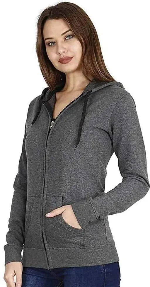  Ma Fashion Dark Grey Color Fleece Fabric Zipper Hoodie  Sweatshirt /