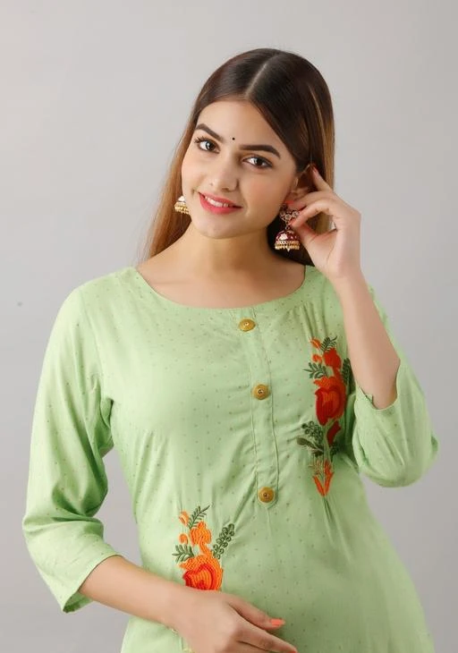Checkout this latest Kurta Sets
Product Name: *Banita Voguish Women Kurta Sets*
Kurta Fabric: Rayon
Bottomwear Fabric: Rayon
Fabric: Rayon
Sleeve Length: Three-Quarter Sleeves
Set Type: Kurta With Bottomwear
Bottom Type: Sharara
Pattern: Embellished
Net Quantity (N): Single
Sizes:
M (Bust Size: 38 in, Shoulder Size: 14.5 in, Kurta Waist Size: 36 in, Kurta Hip Size: 40 in, Kurta Length Size: 44 in, Bottom Waist Size: 28 in, Bottom Hip Size: 42 in, Bottom Length Size: 39 in) 
L (Bust Size: 40 in, Shoulder Size: 15 in, Kurta Waist Size: 38 in, Kurta Hip Size: 42 in, Kurta Length Size: 44 in, Bottom Waist Size: 29 in, Bottom Hip Size: 44 in, Bottom Length Size: 39 in) 
XL (Bust Size: 42 in, Shoulder Size: 15.5 in, Kurta Waist Size: 40 in, Kurta Hip Size: 44 in, Kurta Length Size: 44 in, Bottom Waist Size: 30 in, Bottom Hip Size: 46 in, Bottom Length Size: 39 in) 
XXL (Bust Size: 44 in, Shoulder Size: 16 in, Kurta Waist Size: 42 in, Kurta Hip Size: 46 in, Kurta Length Size: 44 in, Bottom Waist Size: 31 in, Bottom Hip Size: 48 in, Bottom Length Size: 39 in) 
Country of Origin: India
Easy Returns Available In Case Of Any Issue


SKU: SKR&SK1102_P.GREEN EMBROIDERY KURTI WITH GREEN PRINTED SHARARA
Supplier Name: Trisky

Code: 016-19713563-0381

Catalog Name: Banita Voguish Women Kurta Sets
CatalogID_4075440
M03-C04-SC1003