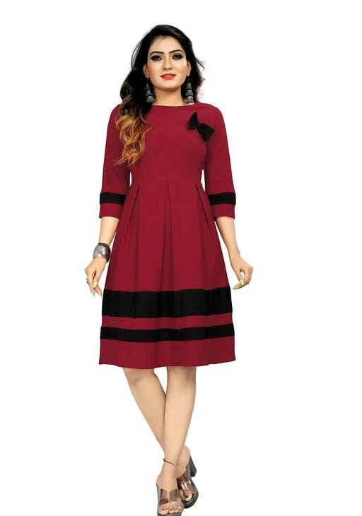 Buy Checkout This Latest Dresses Product Name Women Polyster A Line Knee Length Maroon Color Stylish Western Dress For Rs525 Cod And Easy Return Available