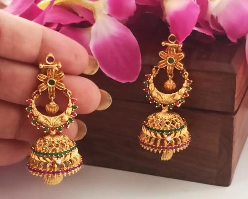 Fancy Gold Matt Plated Bali Jumki  Earings Foe Girls  Womens Earrings   Studs