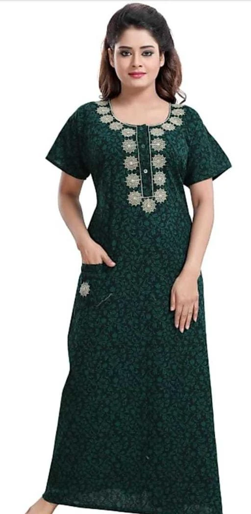 Checkout this latest Nightdress
Product Name: *Siya Alluring Women Nightdresses*
Fabric: Cotton
Sleeve Length: Short Sleeves
Pattern: Embroidered
Net Quantity (N): 1
Sizes:
Free Size (Bust Size: 44 in, Length Size: 54 in) 
Country of Origin: India
Easy Returns Available In Case Of Any Issue


SKU: Pocket gown green
Supplier Name: DHANVI CREATION

Code: 443-19839978-8901

Catalog Name: Women's Embroidered Nightdresses
CatalogID_4107515
M04-C10-SC1044