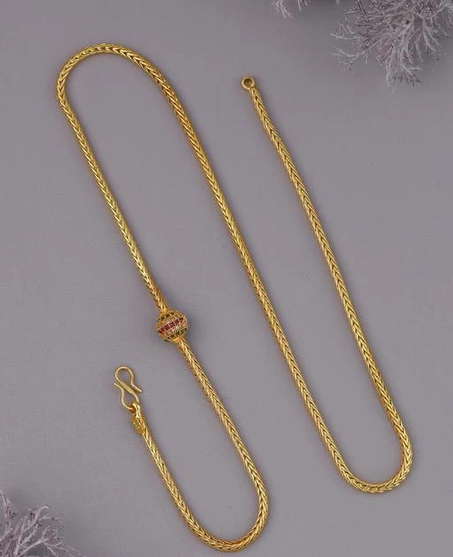 One Gram Gold New Designer Mop Chain Gold Necklace For Women/Girls 24 Inch Long  Chain