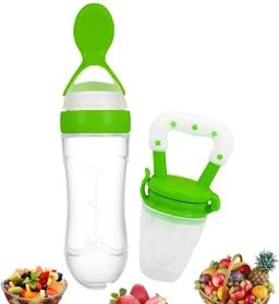 Silicone Baby Food Feeder Set Newborn Nibbler Pacifier Feeding Bottle  Squeeze Feeder for Infant Food Dispensing