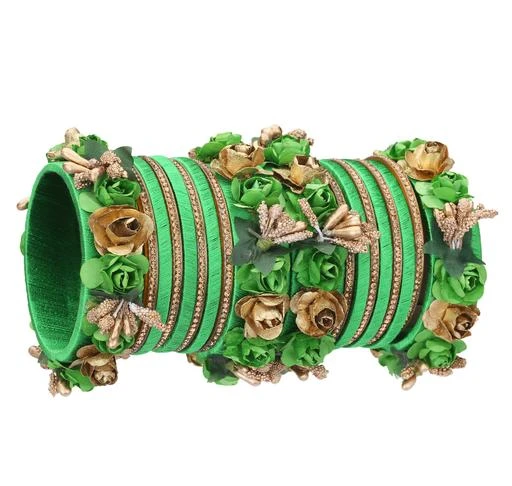 Checkout this latest Bracelet & Bangles
Product Name: *Sukriti Stylish Designer Party Wedding wear Flower Silk Thread LGreen Bangles for Girls & Women – Set of 18*
Base Metal: Fabric
Plating: No Plating
Stone Type: Cubic Zirconia/American Diamond
Sizing: Non-Adjustable
Type: Bangle Set
Multipack: More Than 10
Sizes:2.4, 2.6, 2.8
Country of Origin: India
Easy Returns Available In Case Of Any Issue


Catalog Rating: ★3.8 (93)

Catalog Name: Diva Colorful Bracelet & Bangles
CatalogID_4176282
C77-SC1094
Code: 426-20110554-1191