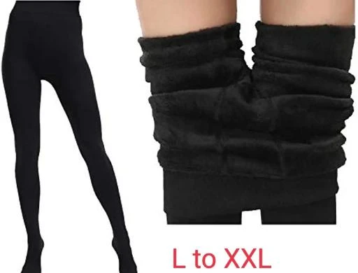  Black Stocking Pantyhose Woolen Winter Wear Warm With Fur Inside