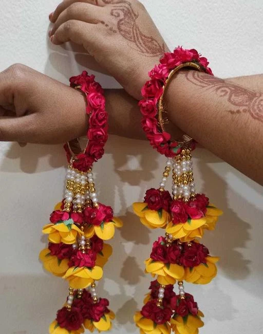 Artificial Flower Hand Kaleera For Bridal hotsell Wear, Wedding Wear, Punjabi Wedding Pair Of Floral Kaleera