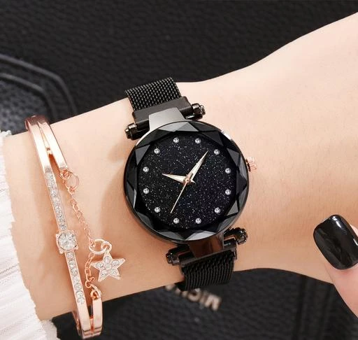 fcity.in Women Watch Magnetic Watch Braslet Black Strap Watch