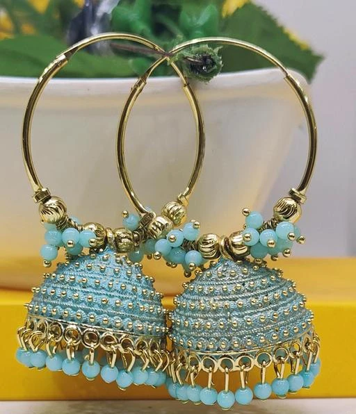 VFJ VIGHNAHARTA FASHION JEWELLERY Vighnaharta Filigree work Gold Plated  alloy Hoop Earring Clip on fancy pearls artificial stone drop Bali Earring  valentine day gift valentineday gift for her gift for him gift