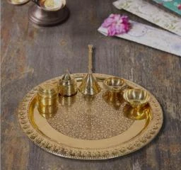Buy Spillbox Traditional Handcrafted Brass Pooja Thali/Aarti