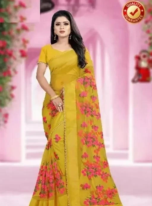 In Full Bloom Yellow Saree with Floral Embroidered Blouse