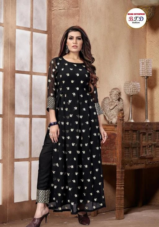 Checkout this latest Kurta Sets
Product Name: *Adrika Voguish Women Kurta Sets*
Kurta Fabric: Georgette
Bottomwear Fabric: Rayon
Fabric: Georgette
Sleeve Length: Long Sleeves
Set Type: Kurta With Bottomwear
Bottom Type: Pants
Pattern: Embroidered
Net Quantity (N): Pack Of 2
Sizes:
S (Bust Size: 36 in, Shoulder Size: 15 in, Kurta Waist Size: 32 in, Kurta Hip Size: 38 in, Kurta Length Size: 55 in, Bottom Length Size: 35 in) 
M (Bust Size: 38 in, Shoulder Size: 15 in, Kurta Waist Size: 34 in, Kurta Hip Size: 40 in, Kurta Length Size: 55 in, Bottom Length Size: 35 in) 
L (Bust Size: 40 in, Shoulder Size: 15 in, Kurta Waist Size: 36 in, Kurta Hip Size: 42 in, Kurta Length Size: 55 in, Bottom Length Size: 35 in) 
XL (Bust Size: 42 in, Shoulder Size: 16 in, Kurta Waist Size: 38 in, Kurta Hip Size: 44 in, Kurta Length Size: 55 in, Bottom Length Size: 35 in) 
XXL (Bust Size: 44 in, Shoulder Size: 16 in, Kurta Waist Size: 40 in, Kurta Hip Size: 46 in, Kurta Length Size: 55 in, Bottom Length Size: 35 in) 
Country of Origin: India
Easy Returns Available In Case Of Any Issue


SKU: bansiii-2-black
Supplier Name: BHUMI ENTERPRISE

Code: 6601-20977647-2952

Catalog Name: Adrika Voguish Women Kurta Sets
CatalogID_4400869
M03-C04-SC1003