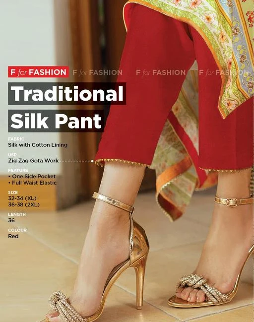 Golden Silk Pant With Gota Work  InWeave  3667619