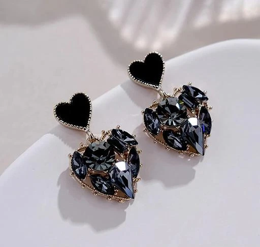 Ari Heart Gold Stud Earrings in Black Drusy  Kendra Scott