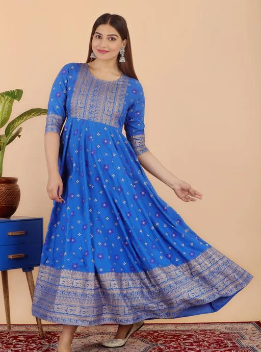 Anarkali kurti are a type of traditional Indian attire that feature a  flowing silhouette with a