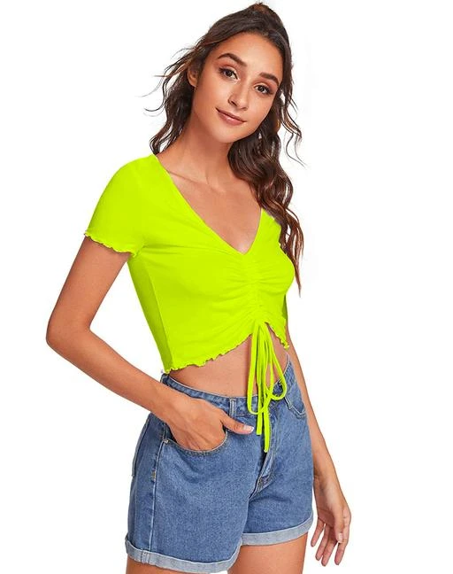 Checkout this latest Tops & Tunics
Product Name: *Front elastic ribbon v neck top for women*
Fabric: Lycra
Sleeve Length: Short Sleeves
Pattern: Solid
Multipack: 1
Sizes:
XS, S (Bust Size: 28 in) 
M (Bust Size: 30 in) 
L (Bust Size: 32 in) 
Country of Origin: India
Easy Returns Available In Case Of Any Issue


Catalog Rating: ★4 (81)

Catalog Name: Fancy Fashionista Women Tops & Tunics
CatalogID_4541238
C79-SC1020
Code: 023-21494758-023