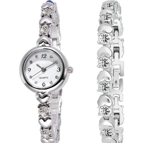 Checkout this latest Analog Watches
Product Name: *Women Silver Metal Analog Watch*
Strap Material: Metal
Case/Bezel Material: Stainless Steel
Case: The Goal
Clasp Type: Bracelet
Date Display: No
Dial Color: White
Dial Design: Solid
Dial Shape: Round
Dual Time: No
Gps: No
Light: No
Mechanism: Quartz
Power Source: Battery Powered
Scratch Resistant: No
Shock Resistance: No
Water Resistance: No
Add On: Bracelets
Net Quantity (N): 2
WHITE STONE NEW FANCY COLLETION
Sizes: 
Free Size (Dial Diameter Size: 20 mm) 
Country of Origin: India
Easy Returns Available In Case Of Any Issue


SKU: New Fancy Diamond Studded Stylish Analog Watch & Silver Bracelet Analog Watch Combo - For Girls Anal
Supplier Name: MAA ENTERPRISE

Code: 032-21688920-995

Catalog Name: Stylish Women Analog Watches
CatalogID_4591281
M05-C13-SC2152
