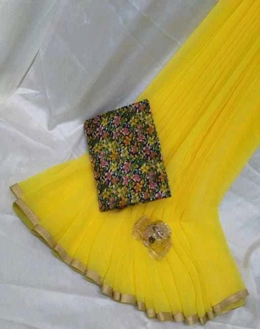 Checkout this latest Sarees
Product Name: *Ruhi Yellow*
Saree Fabric: Georgette
Blouse: Separate Blouse Piece
Blouse Fabric: Art Silk
Pattern: Solid
Blouse Pattern: Printed
Net Quantity (N): Single
Best Quality in the market
Sizes: 
Free Size (Saree Length Size: 5.5 m, Blouse Length Size: 0.8 m) 
Country of Origin: India
Easy Returns Available In Case Of Any Issue


SKU: Ruhi Yellow
Supplier Name: SAHJANAD ENTERPRISE

Code: 273-21725155-999

Catalog Name: Banita Superior Sarees
CatalogID_4600516
M03-C02-SC1004
.